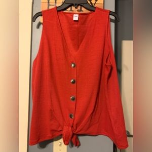 Sleeveless Tie Front Button Tank Old Navy XXL